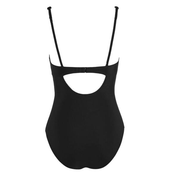 Cupshe Women’s Black One-Piece Swimsuit Small V-Neck Ruched Tummy Control - Picture 5 of 9